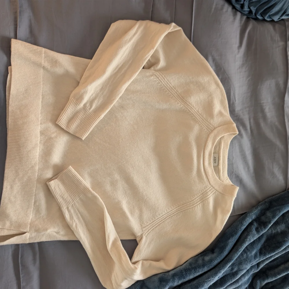 J. Crew Soft Cream Ivory Knit Top Sweater Oversized M Cotton Blend - Picture 2 of 6